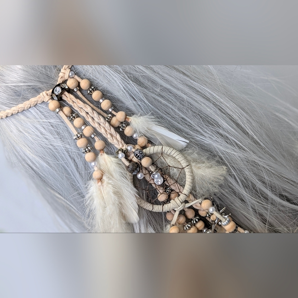 Handmade Western Adjustable Dreamcatcher Feather Beaded Headband
